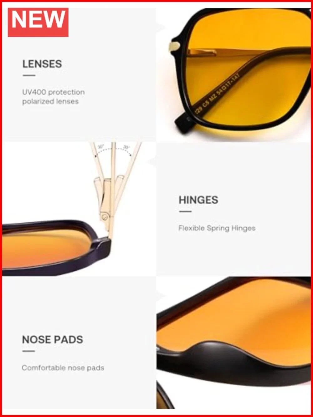 High Definition UV400 Polarized TAC Lens Sunglasses, Retro Double Bar Aviator
